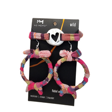 Load image into Gallery viewer, WILD Kikoy Heart Chocker/Bracelet and Earings - PINK