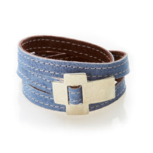 Load image into Gallery viewer, BOLD Reversible suede Bracelet &amp; Choker Cross - Indigo Blue/Coffee - No Memo