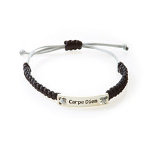 Load image into Gallery viewer, CHAMP Macrame Bracelet Carpe Diem - Black/Light Grey - No Memo