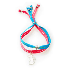 Load image into Gallery viewer, CHEEKY Bracelet with ribbons Meerkat - Turquoise/Cerise - No Memo