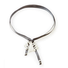 Load image into Gallery viewer, FEISTY Ribbon Necklace &amp; Choker Protea/Lotus Flower - Dark Grey - No Memo