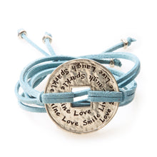 Load image into Gallery viewer, FIERCE Versatile faux suede Bracelet, Necklace &amp; Choker Engraved Coin - Blue - No Memo