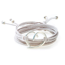 Load image into Gallery viewer, FIERCE Versatile faux suede Bracelet, Necklace &amp; Choker Heart - Silver Shimme - No Memo