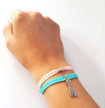 Load image into Gallery viewer, CHEEKY Bracelet with ribbons Africa - Peach/Emerald - No Memo